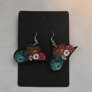 Floral Cowboy Hat Earrings